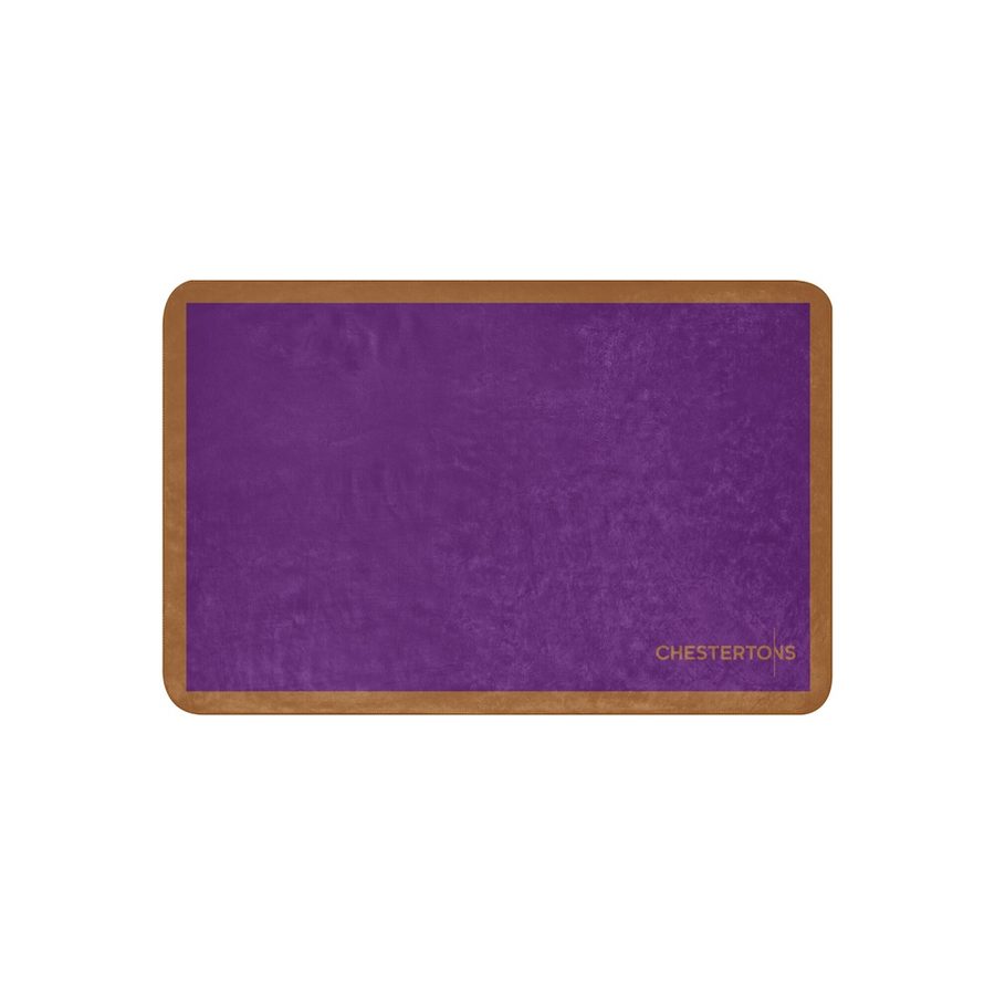 Flat view of the purple face with gold border